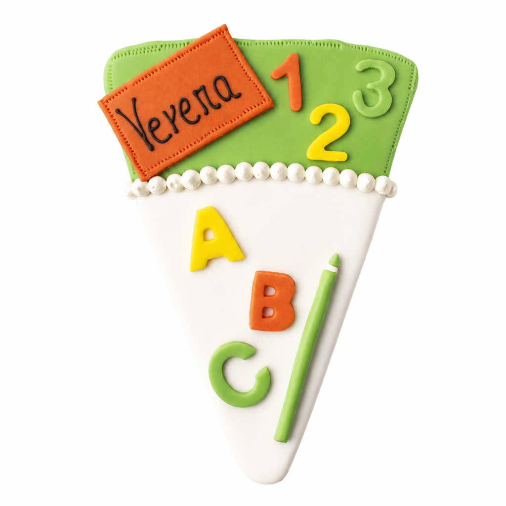 Unsere Schultüte Motivtorte in Grün mit Namensschild